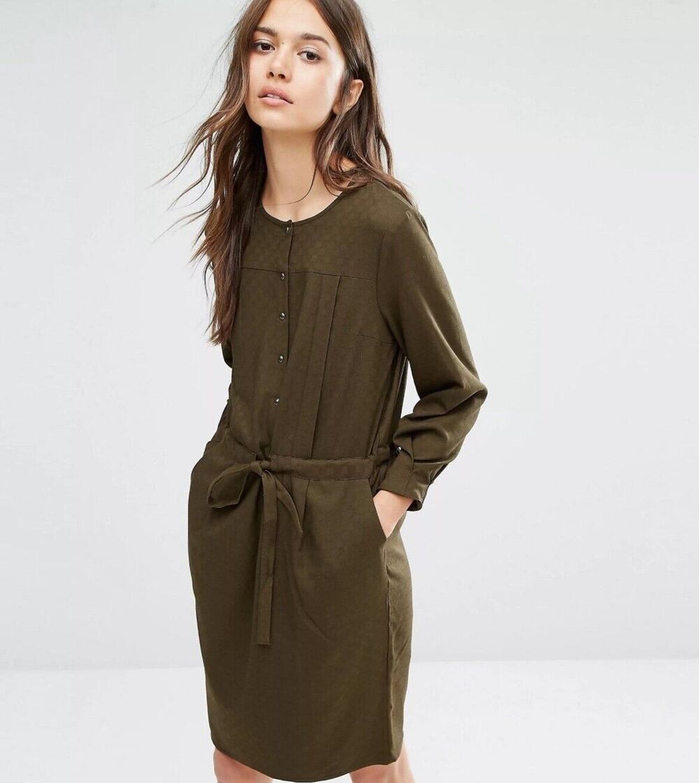 Warehouse Women Size 8 UK, 4 US Green Soft Dress Snap Buttons